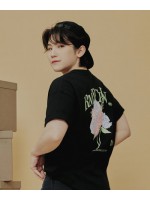 韓國Romantic Crown - [WOOZI Collection] WATER PRINTING FLOWER TEE SHIRT_BLACK